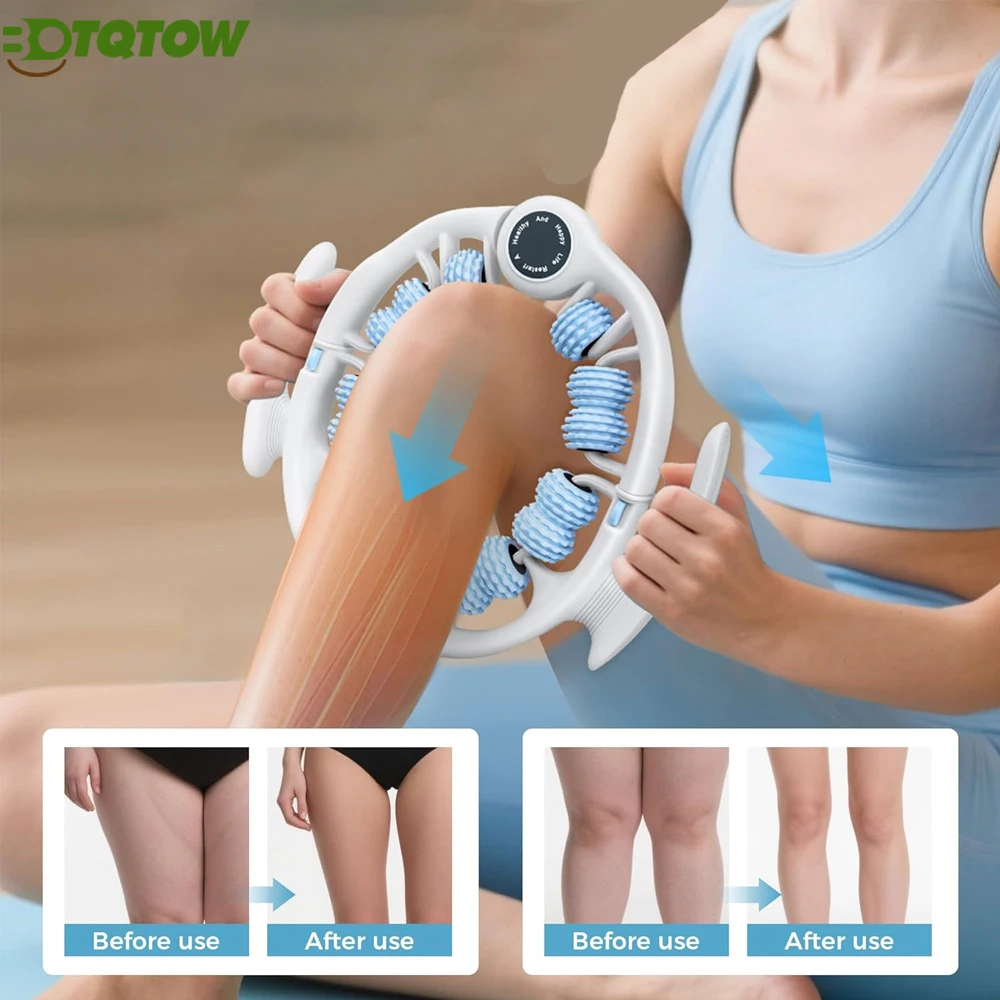 BOTQTOW Anti-Cellulite & Lymphatic Drainage Massage Roller - Deep Fascia Muscle Massager for Legs,Thighs,Buttocks,Smooth Skin