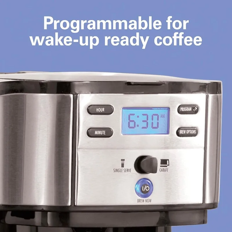Hamilton Beach 2-Way 12 Cup Programmable Drip Coffee Maker & Single Serve Machine, Glass Carafe, Auto Pause and Pour, Black image 6