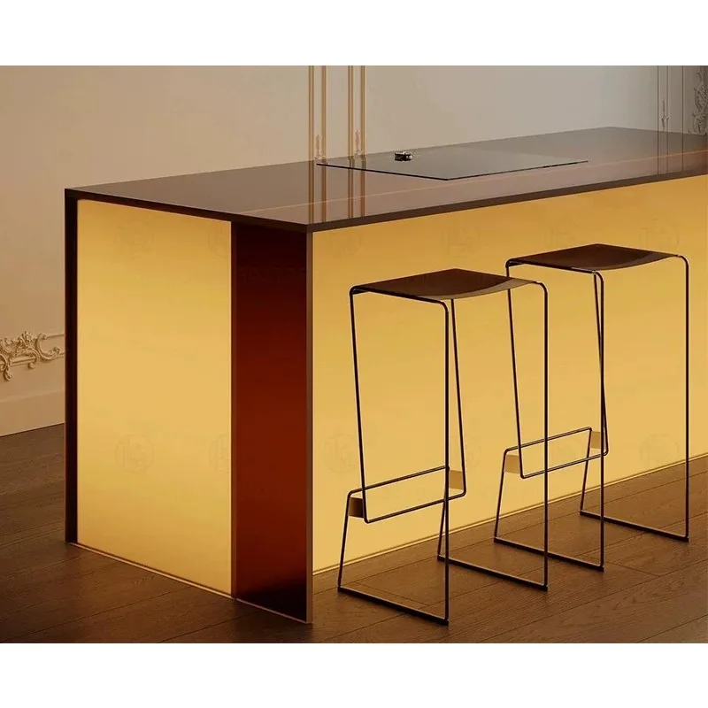 Commercial household orange gradual change luminous island Taiwan clothing store display table villa dining table