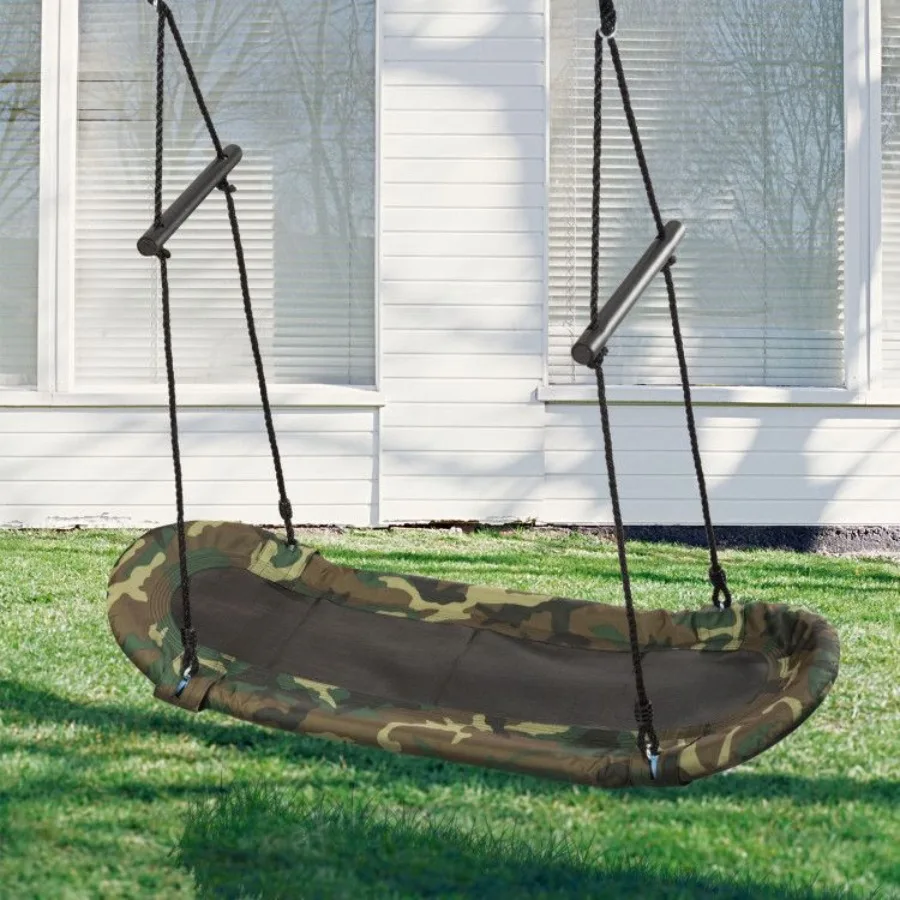Saucer Tree Swing Surf Outdoor Adjustable Oval Platform Set with Handle