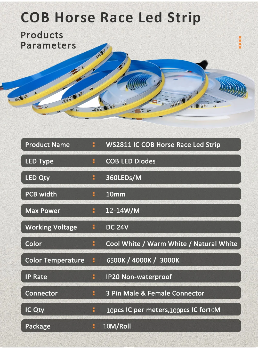 WS2811 Running Water Flowing COB LED Strip Light 24V Horse Race Sequential LED Ribbon With Button Panel Controller 40M Full Set