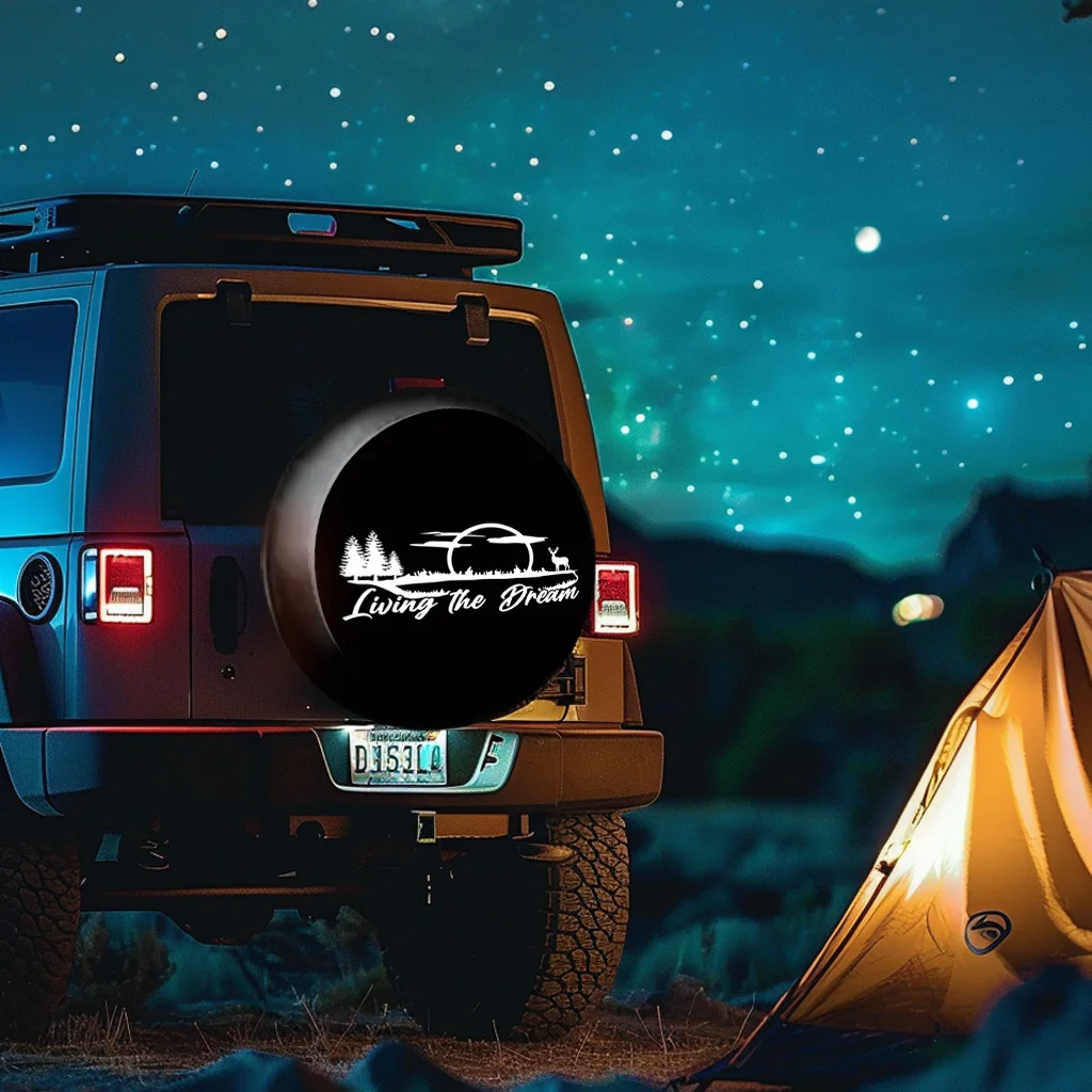 1pc Universal Weatherproof Tire Protector - Minimalist Style Natural Forest Spare Tire Cover - Durable Polyester Material, Fits