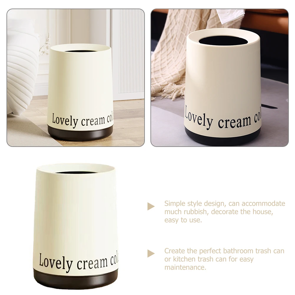 

Double-layer Trash Can Plastic Bathroom Kitchen Garbage Container Waste Paper Basket Sturdy Long-lasting Easy
