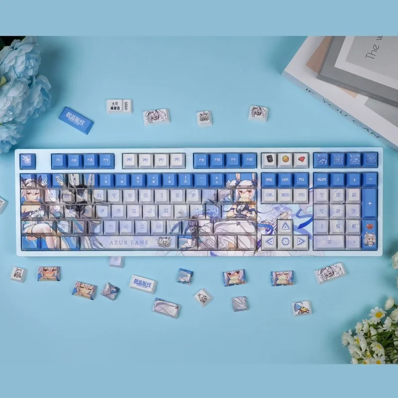 Azur Lane Laffey Mechanical Keyboard Keycaps Heat Sublimation Pbt Anime Themed Keycaps Fan Merchandise Holiday Gifts