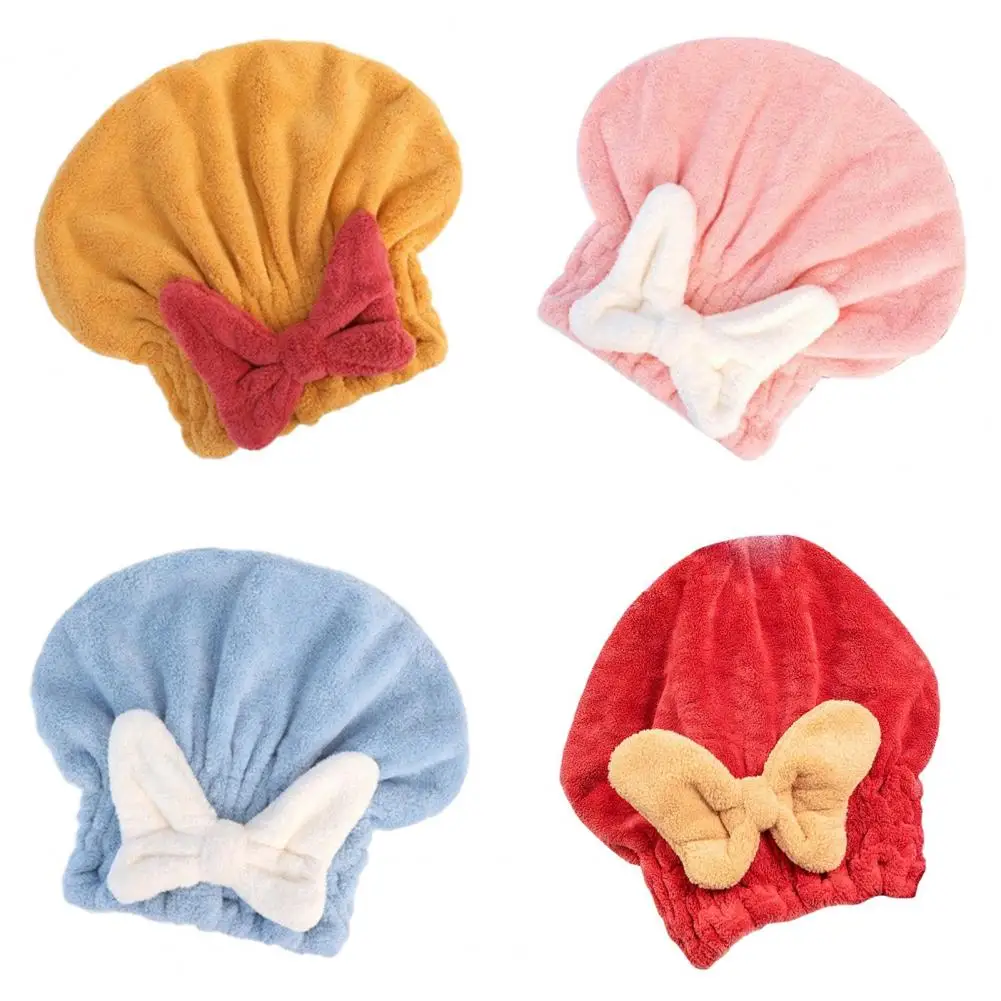Drying Hair Hat Hair Towel for Hair Types Quick Dry Towel for Women Soft Coral Fleece Turban Wrap Absorbent Bowknot for Curly