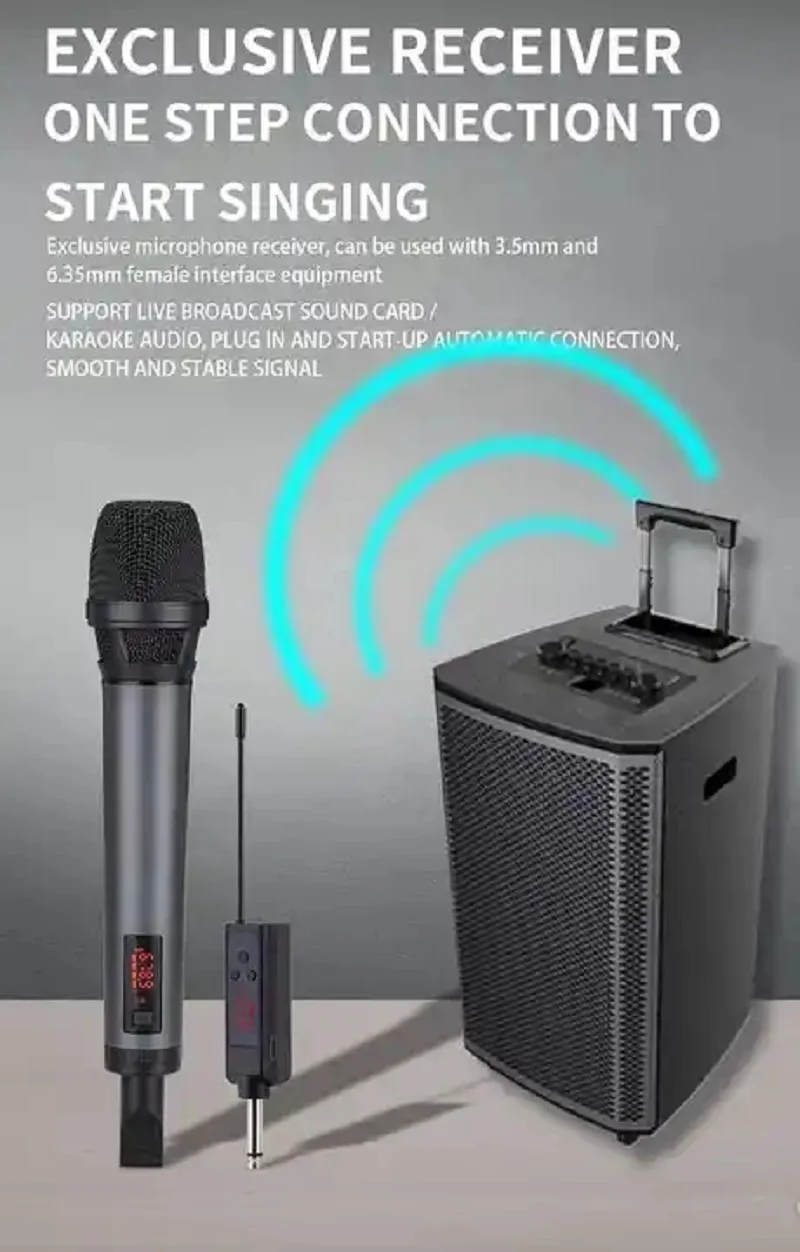 Wireless Microphone Dynamic UHF Recharge built-in sound card Studio Recording Audio Professional stage Karaoke DJ Speaker Confer