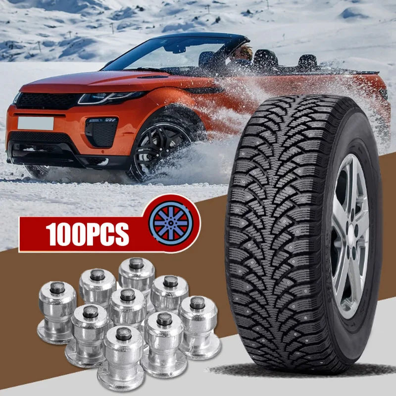 

100pcs Winter Wheel Lugs Car Tire Stud Screw Snow Spikes Silver Wheel Tyre Chain Spike Studs for Car Motorcycle Tire Accessories