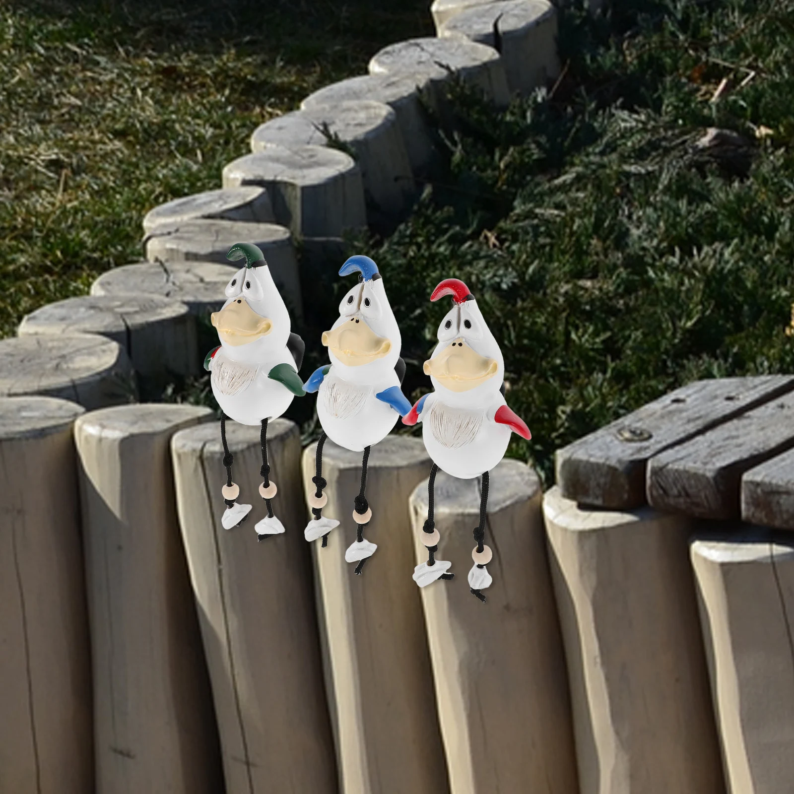 3 Pcs Garden Statue Bird Ornaments Decorations Hanging Balcony Resin Chicken Sculptures Office