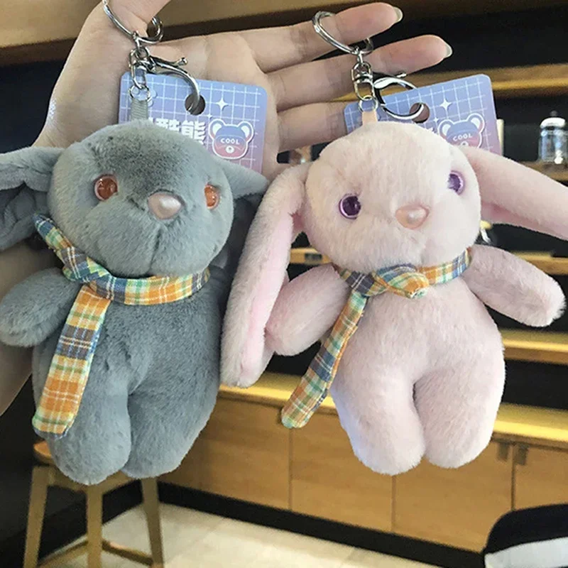 Stuffed Animals Cartoon Long Eared Rabbit Fashion Keychain Pendant Plush Doll Cute Schoolbag Pendant Couple Key Chains Jewelry