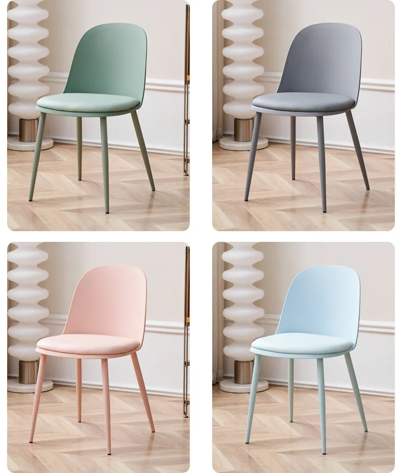 Household Nordic Dining Chair Leisure Restaurant Hotel Chair Wrought Iron Soft Bag Cosmetic Chair Furniture Vanity Stools Chairs