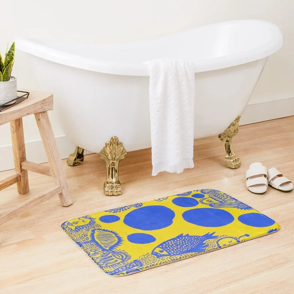 

Blue World Yayoi Kusama Bath Mat Bath Room Acessories Bathroom Shower Curtain DoorFor The Door Bathroom Rug Set Mat