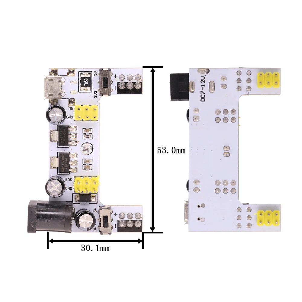 MB102 DC 7-12V MINI Micro USB Interface 2 Way Breadboard Power Supply Module MB-102 2 Channel Board For Arduino Diy Kit