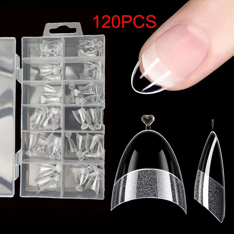 120Pcs Half Cover Almond Fake Nails Half Matte Pre Buff Acrylic Nails Extra Short Almond Shape Gel Nail Tips 12 Sizes Easy Use