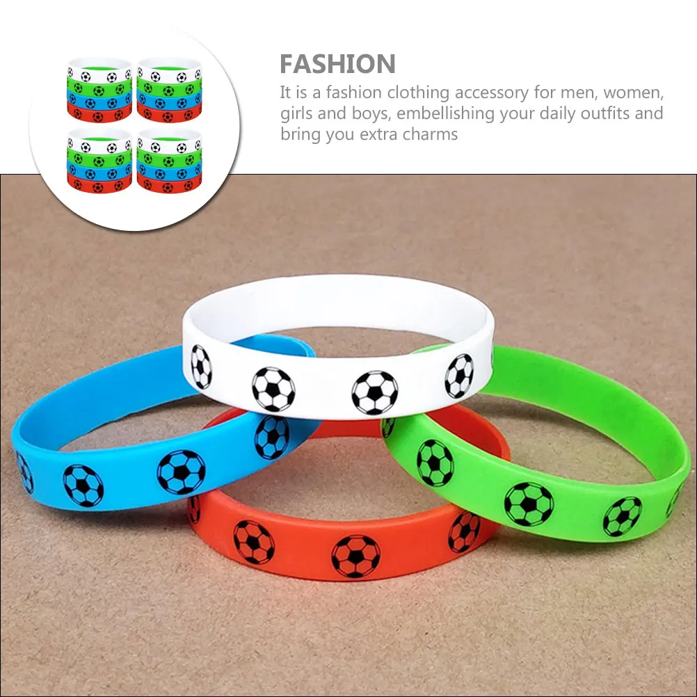 

16 Pcs Football Bracelet Soccer Gifts Wristbands Silicone Decorative Green Teams Fans Supply Wear Resistant
