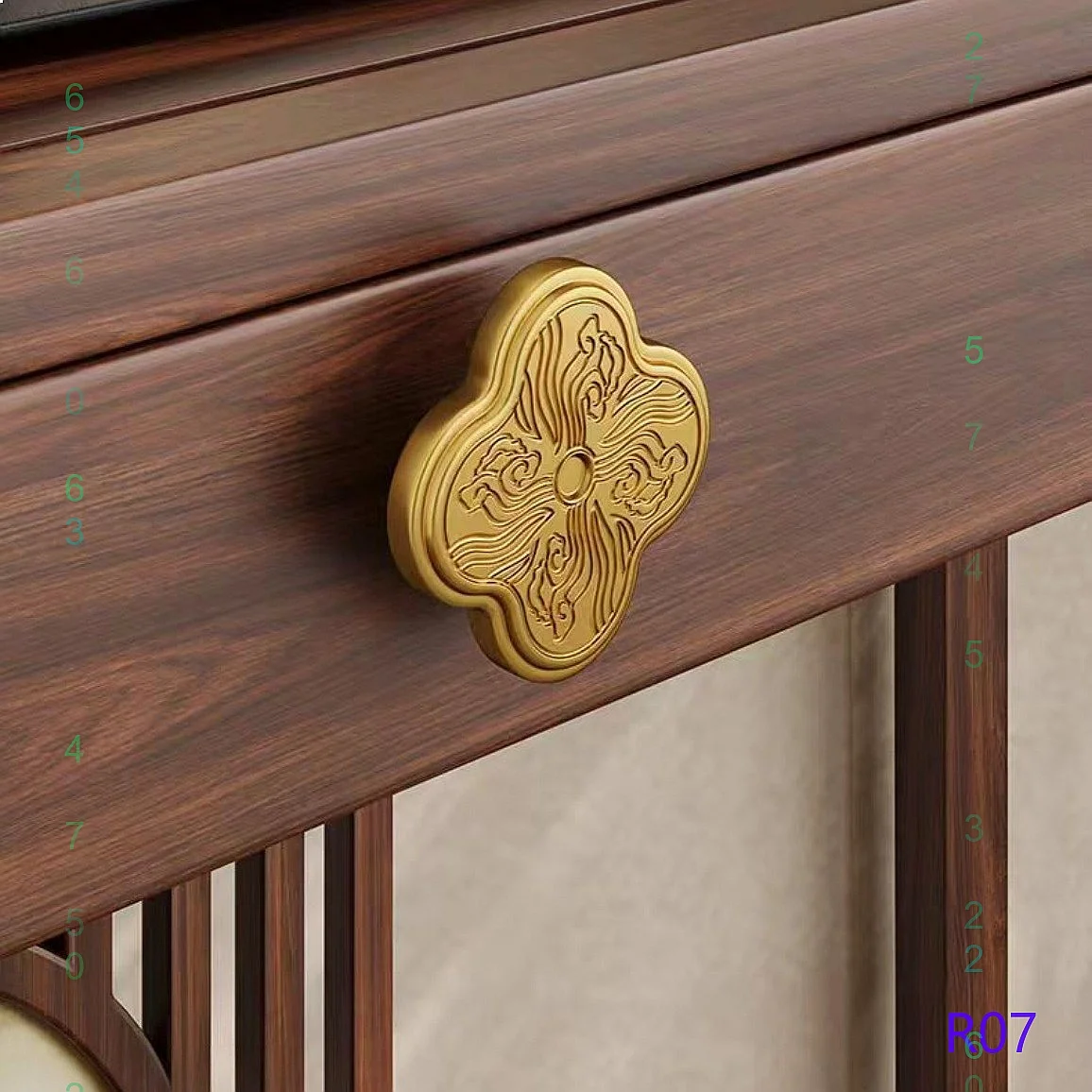 New Chinese Style Single Hole Cabinet Drawer Knob Vintage Carved Wardrobe Handle