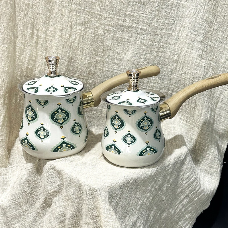 

Turkish Coffee Pot 550/720/900ml with Wooden Handle Hand Brewed Mug for Restaurant Hiking Office Home Cafe - Durable Coffee Pot