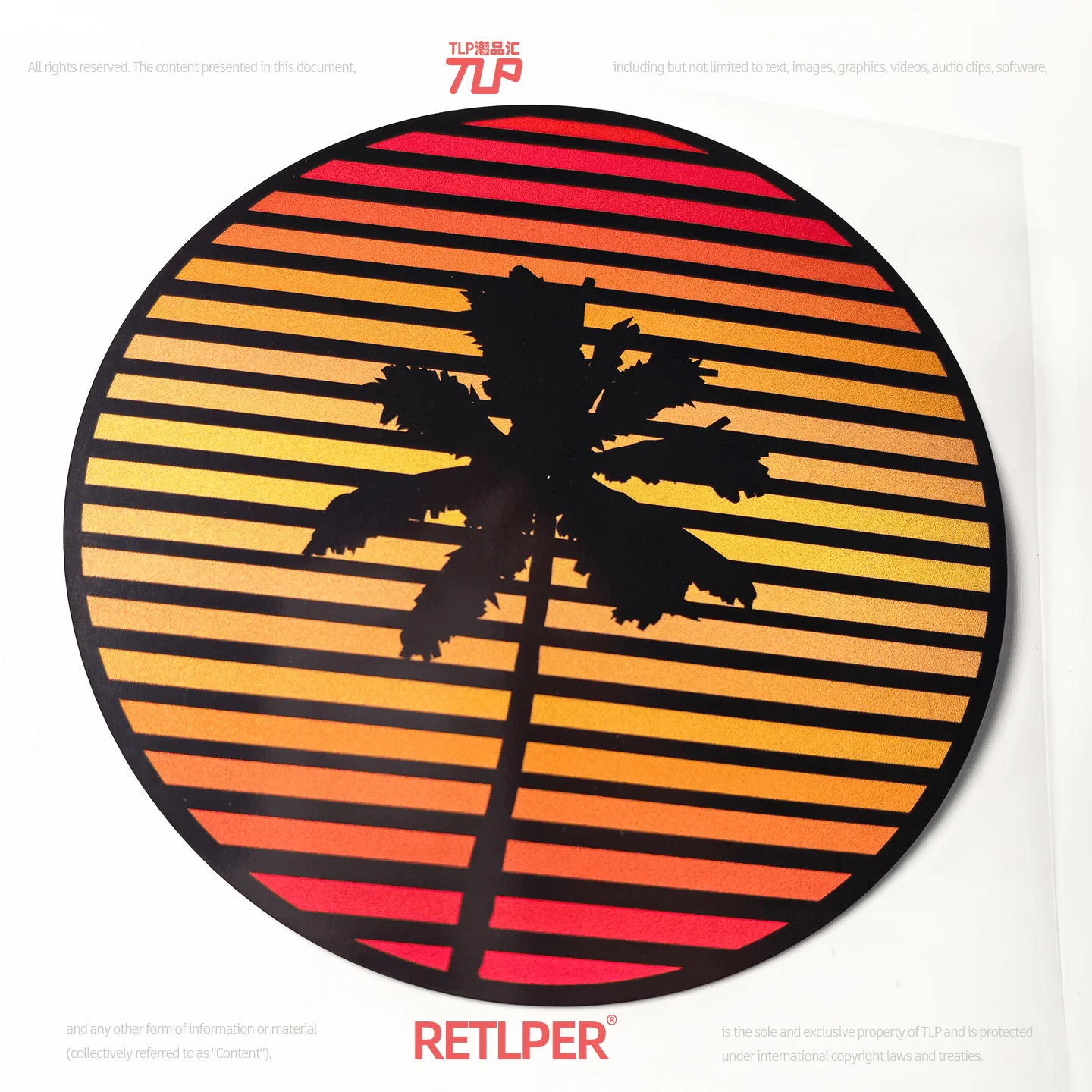 RETLPER Reflecterende Autosticker Zonsondergang Kokospalm Vaporwave Elektronische Glitch Retro Sticker