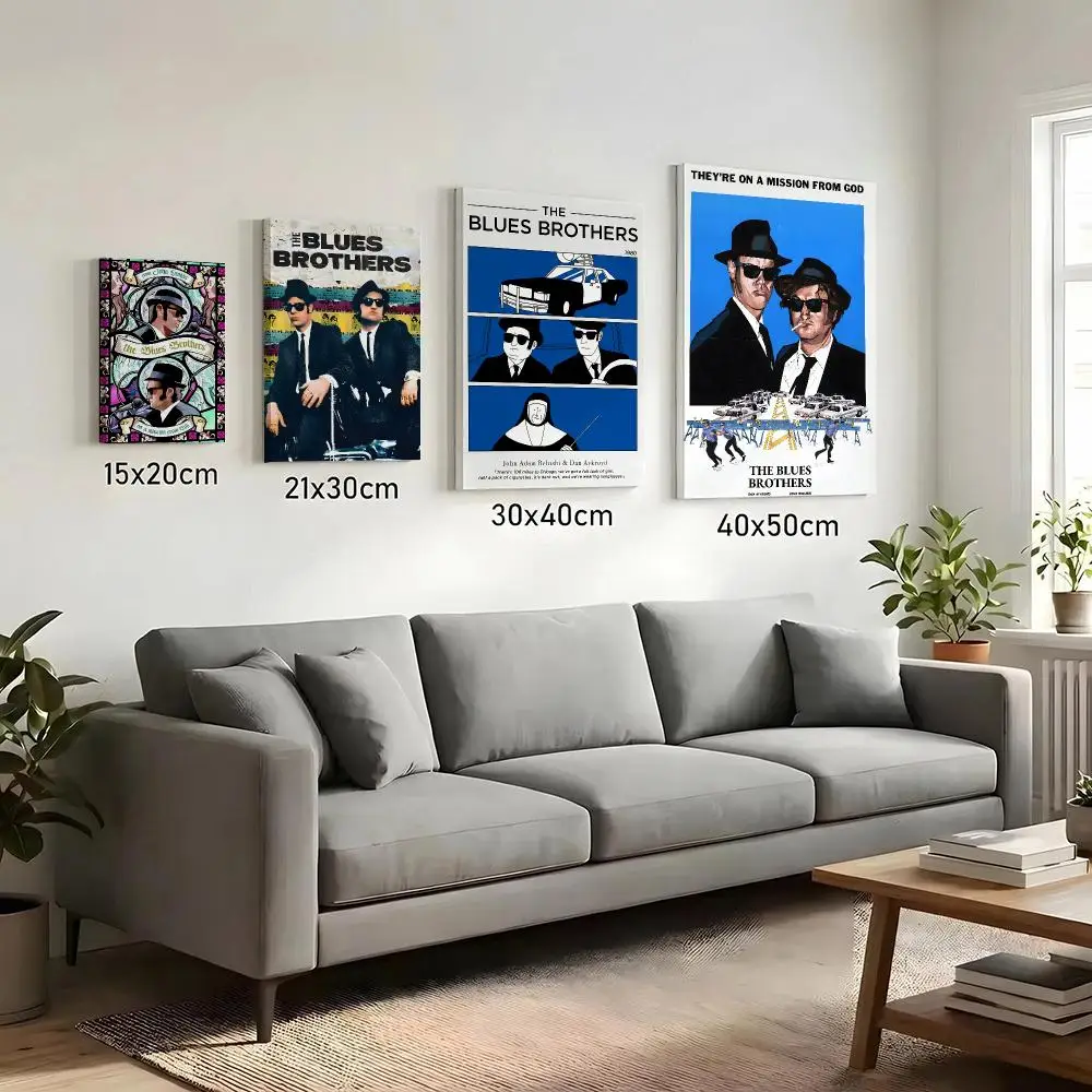 The B-Blues Brothers classic movie Painting Calligraphy HD Canvas Print Poster Wall Art | Optional Frame | Modern Hallway Decor