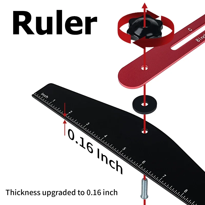 Staircase Ruler Stair Tread Template Tool Step Measuring Jig with Ruler and Angle - 10.2In to 60In Guage Wizard Scribe Tool