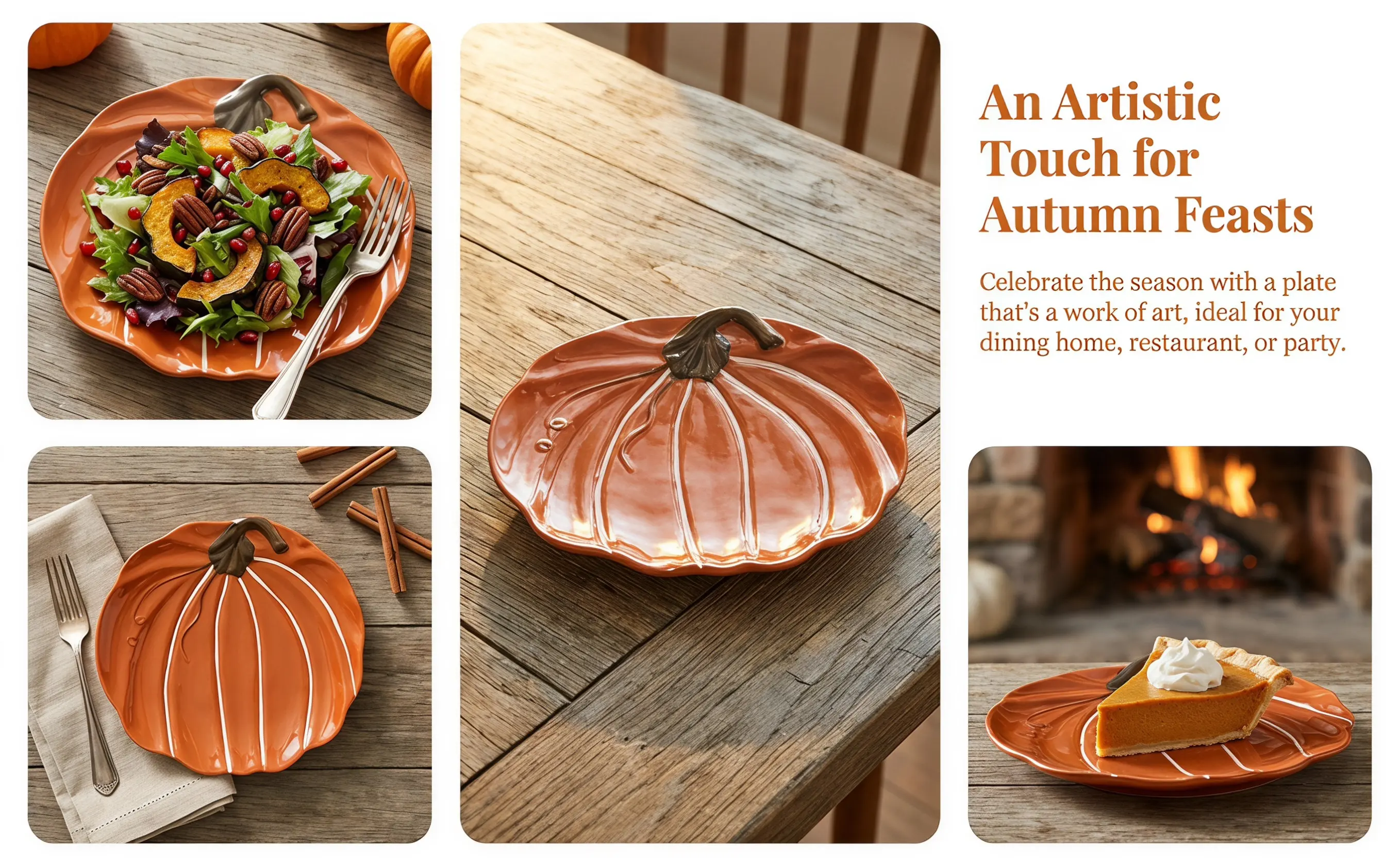 Ceramic Pumpkin Plate Pumpkin Shaped Fruit Dessert Snack Serving Dish for Home Restaurant Hotel Kitchen Photo Prop Autumn