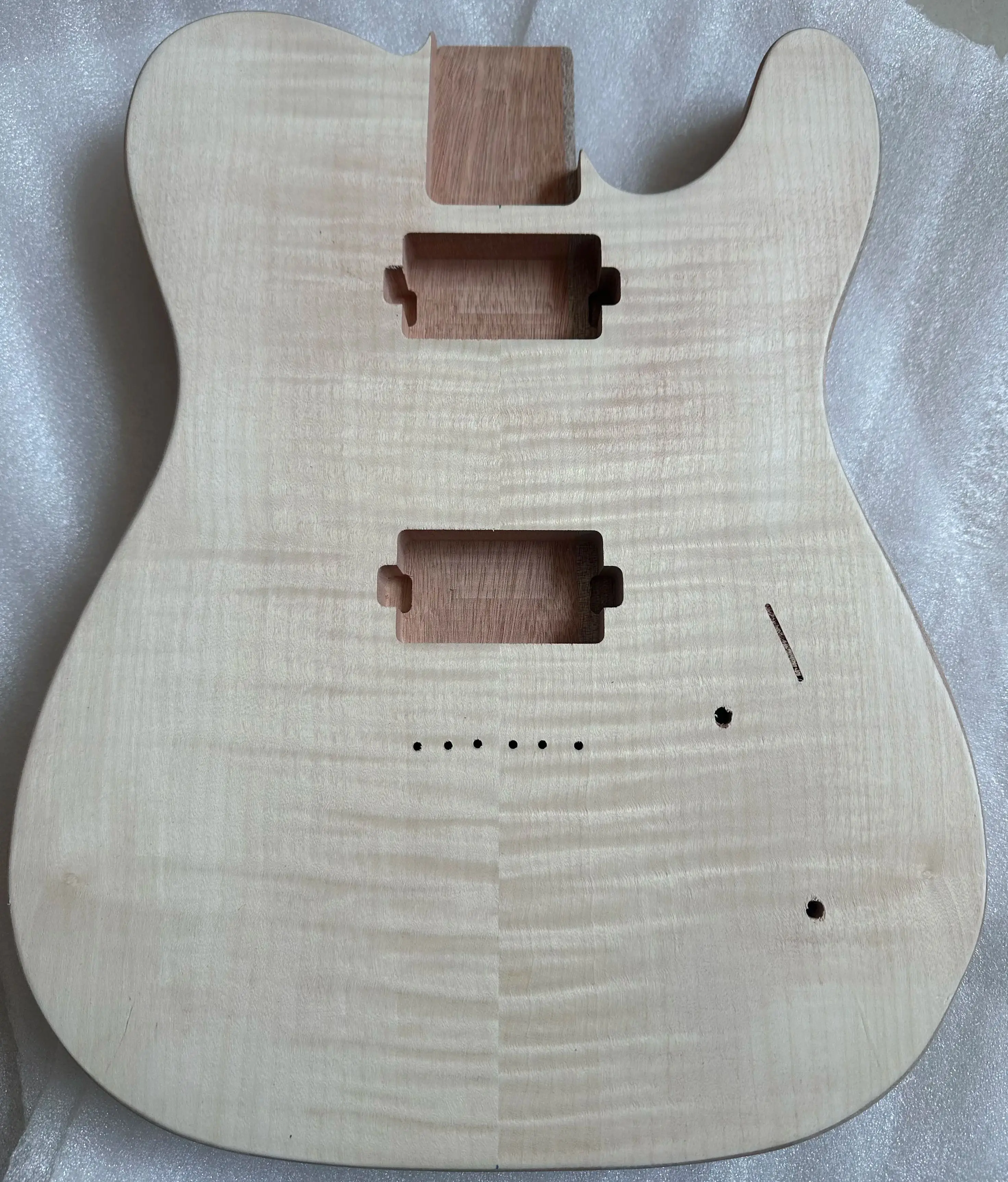 Mahogany Wood Waterwave Maple Veneer Electric Guitar Barrel DIY Electric Costomized Guitar Barrel Body For TL Style Guitar