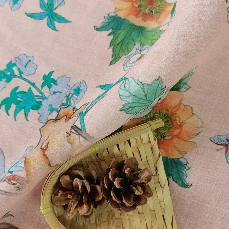 Factory Direct Sale Wholesale Pure Ramie Fabric Twill Raw Color Dyed Sand Washed Natural Antibacterial Cool Feeling Wrinkle Resi