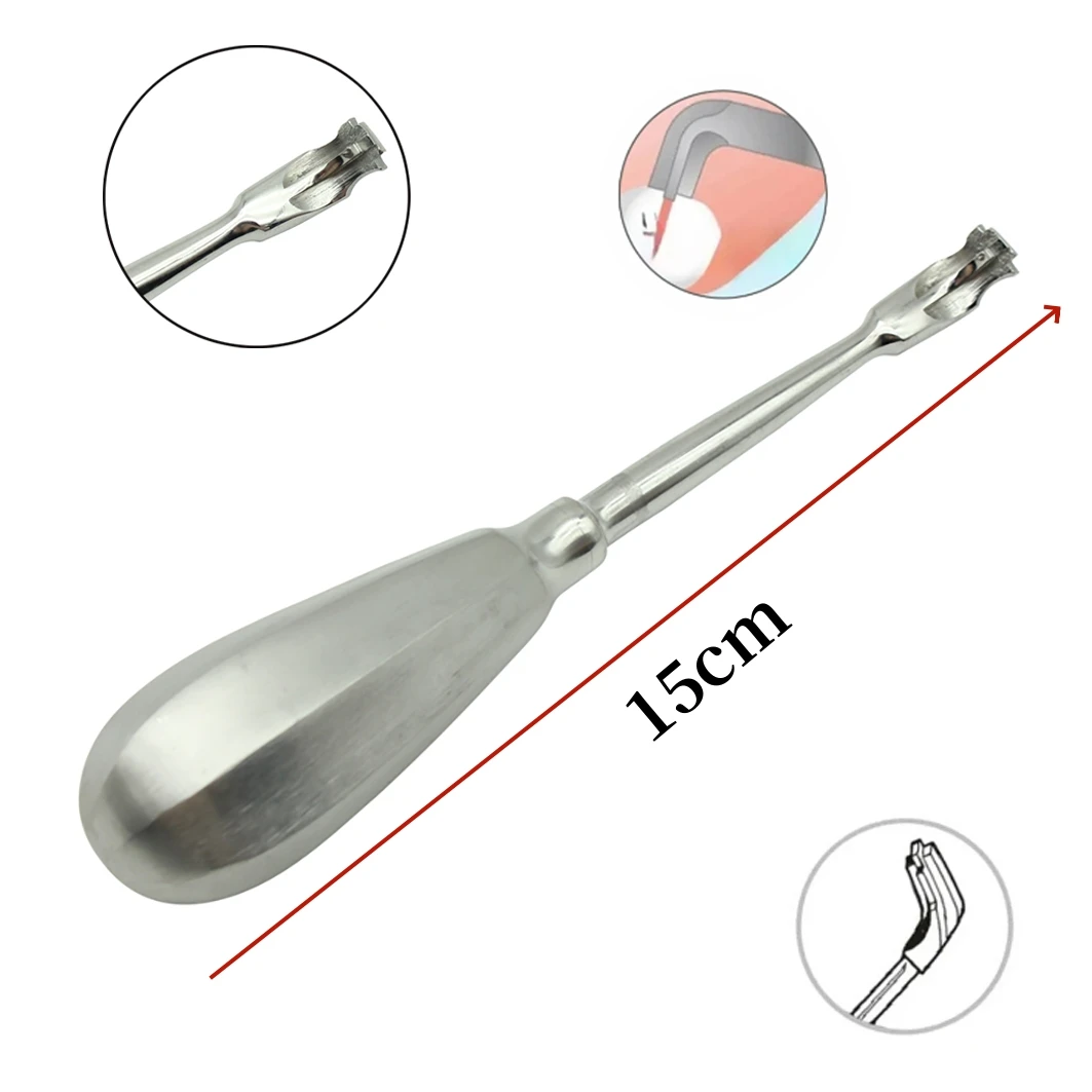 Dental Teeth Crown Cross Broken Drill Stainless Steel Root Elevator Tooth Crown Remover Spreader Restoration Non-Slip Forcep