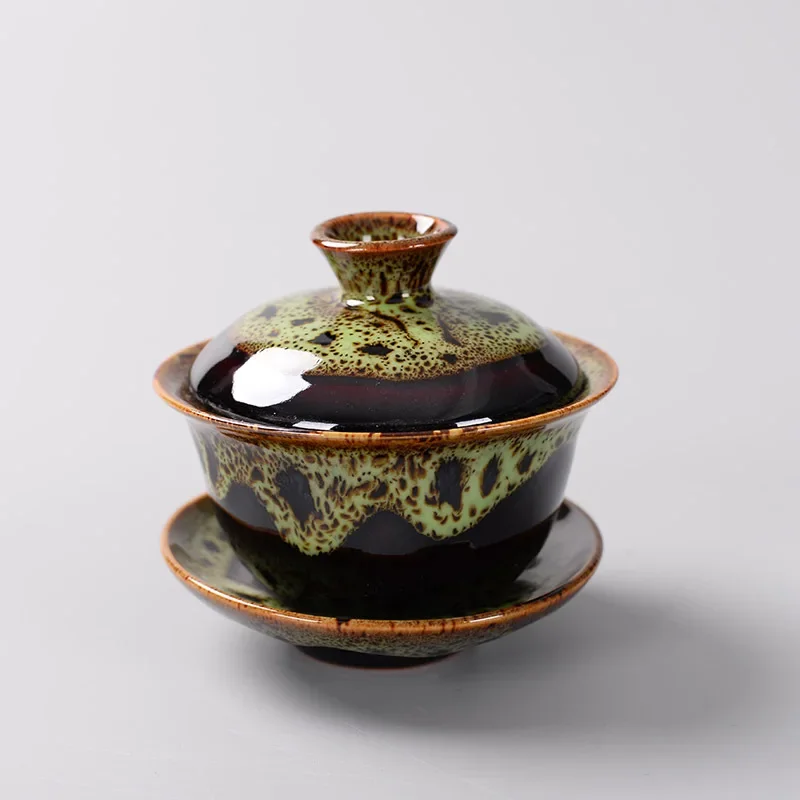 Chinese Gaiwan Tea Set fish Kung Fu Tea Tureen Kiln change Gai wan multicolor Teaware Sancai Tea Cup travel Beautiful kettle