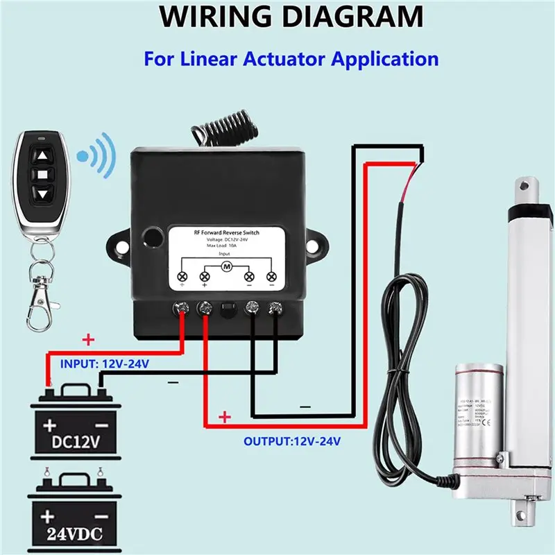 LLCS-5X DC12V-24V Forward Reverse Switch, Linear Actuator Remote Control,10A Current,165 Ft Range,Linear Actuator With Remote