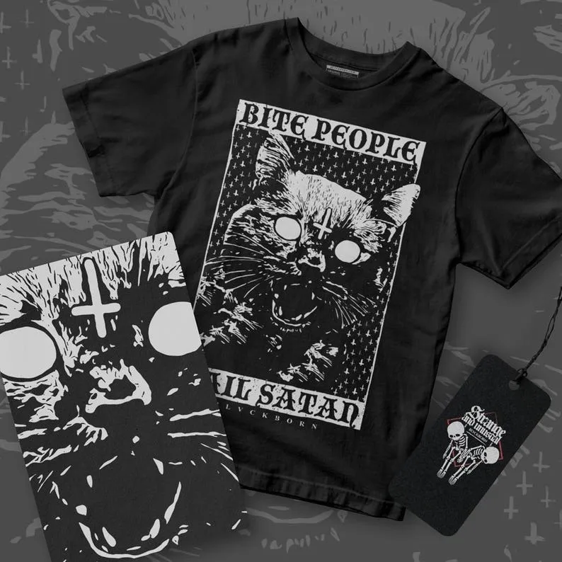 

Bite People Hail Satan cotton shirt All Size Unisex T-Shirt