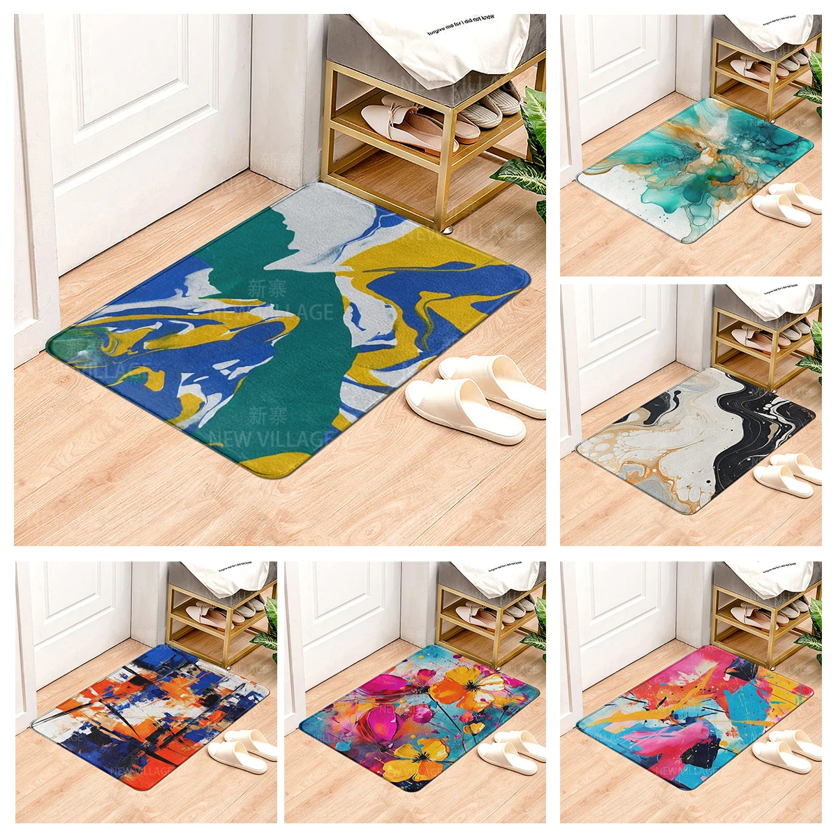 House entrance carpet Home door mat Modern Nordic style Room Bath Foot bathroom non-slip Kitchen water absorption rugs Abstract