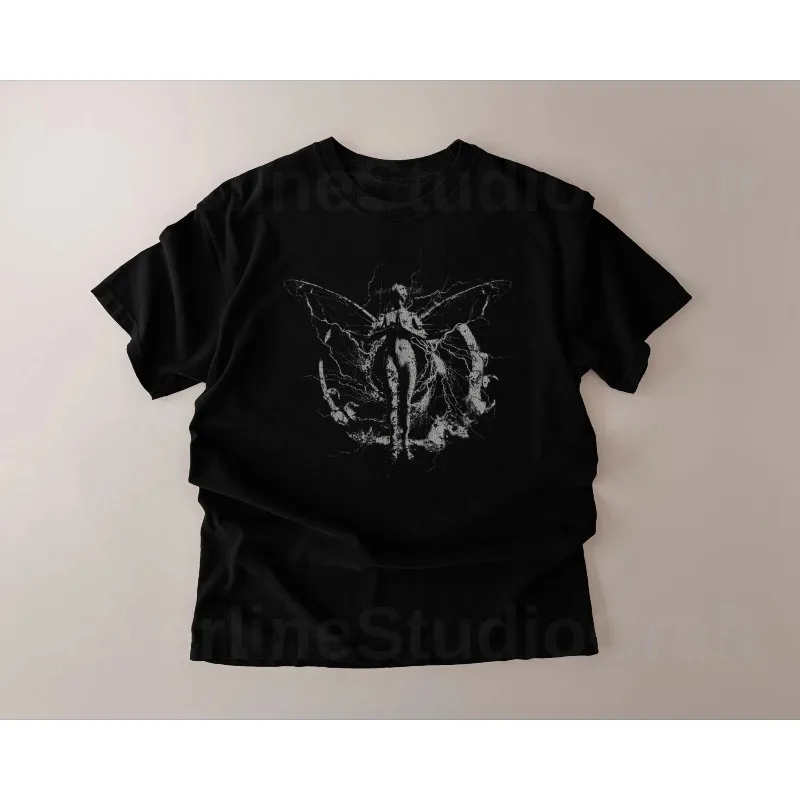 Fallen Angel Pattern T-shirt - Gothic Decadent Style Men's T-shirt Summer New Style Unisex T-shirt
