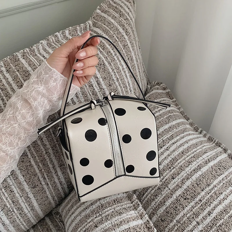 

Chic Polka Dot Square Bags for Women Unique Design Leather Crossbody Bag Small Fashion Shoulder Bag Woman Casual Daily Handbag