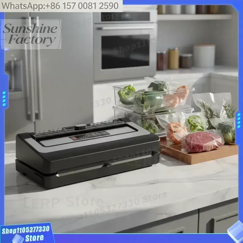 Easy-to-use Vacuum Sealer with Built-in Bag Cutter and LED Display for Commercial and Home Use