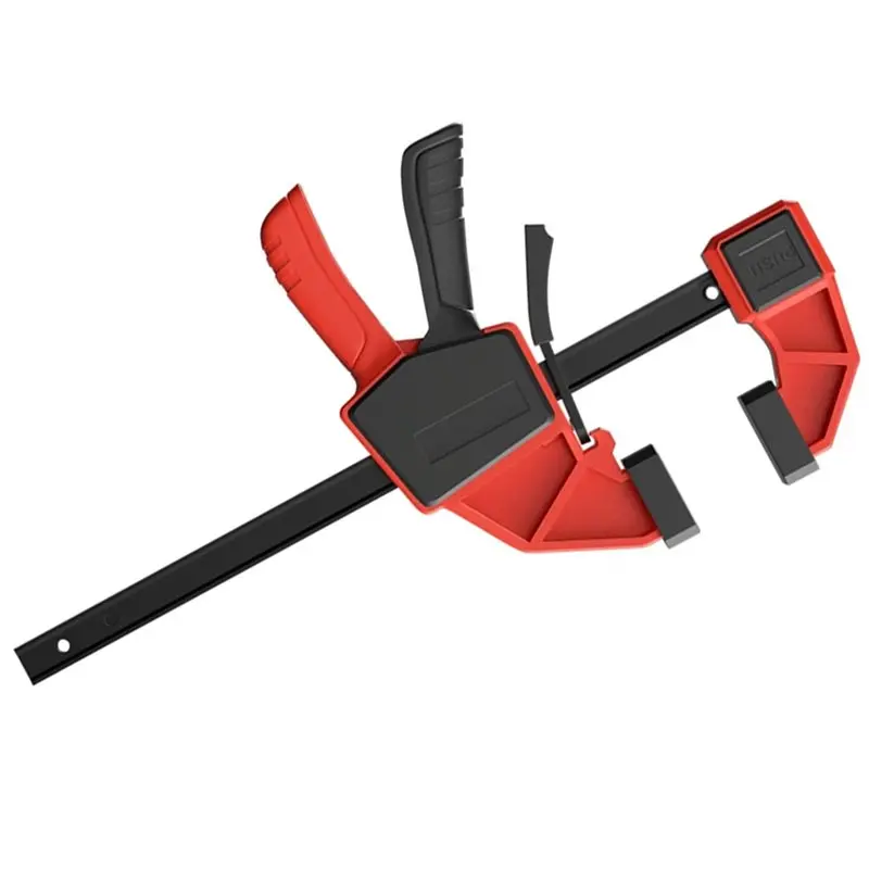UISN Woodworking Clamps 12-Inch Bar Clamps Set Including One-Handed Quick Grip, Leveling Block, And Expandable Spreader