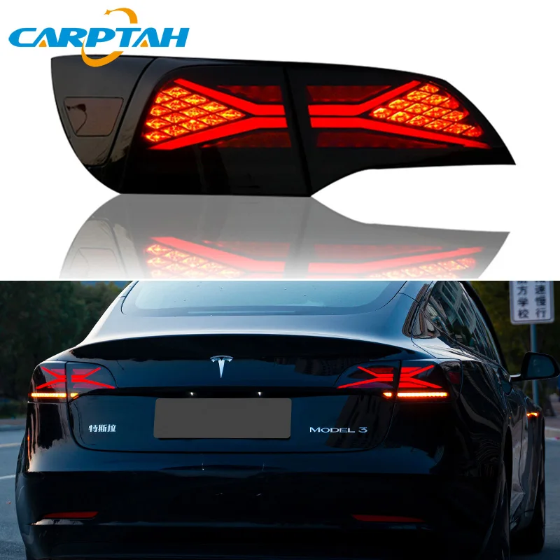 

Задние фонари для стайлинга автомобиля, задний фонарь для Tesla Model 3 Y 2019-2022 светодиодный, задняя лампа DRL + Динамический сигнал поворота + задний и стоп