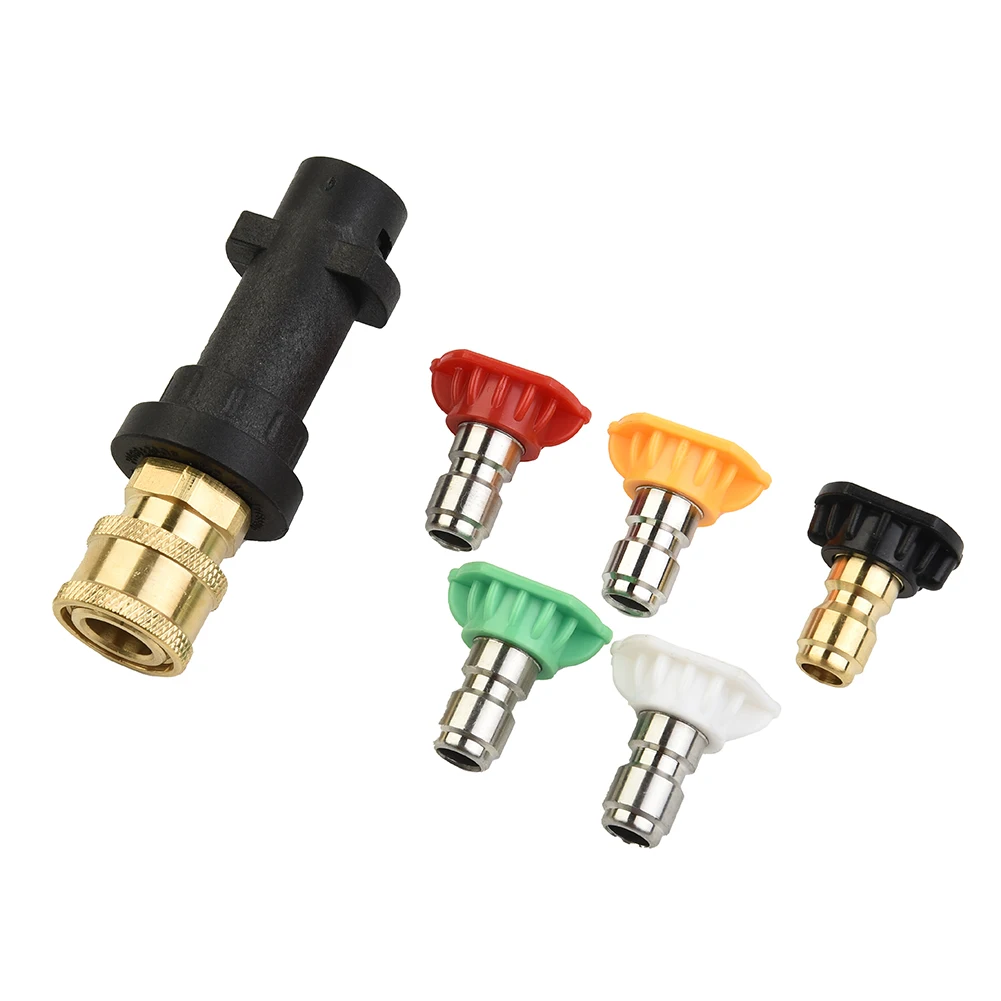 /5PCS /Pressure /Washer Nozzles Set 0-40 Degree With Brass Adapter For K Series 1/4 Quick Connect High PSI Cleaning Tools