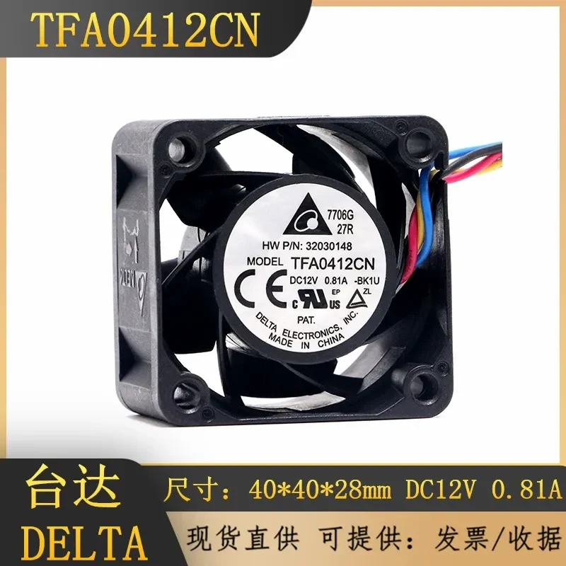 for Delta 4028 12V 0.81A 4 Wire PWM Temperature Control High Speed 4CM Switching Fan TFA0412CN