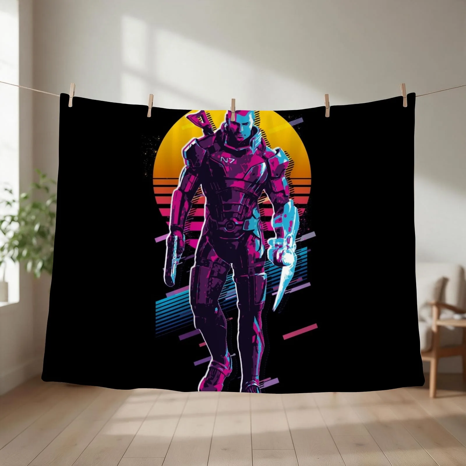 Commander Shepard - Mass Effect *80s Retro* Throw Blanket For Baby Giant Sofa Blankets For Baby Decorative Throw Blankets