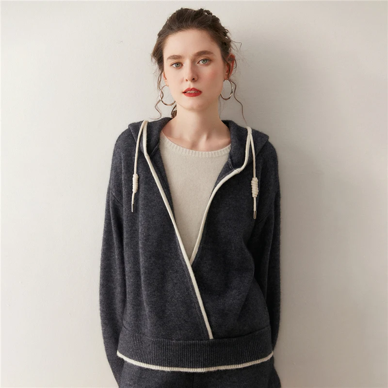 

Women's cashmere sweater 100% cashmere sweater knitted cashmere hoodie autumn and winter new item thick women's warm women's top