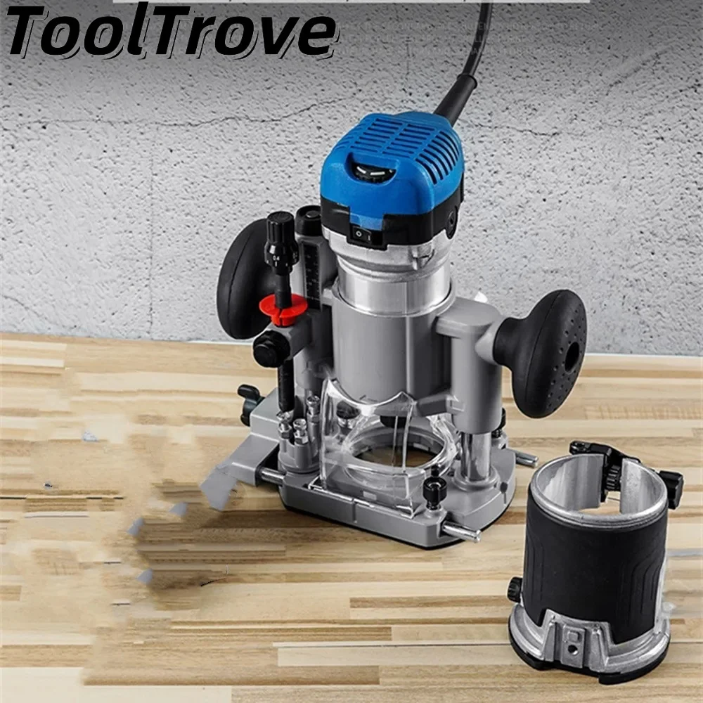 Fresadora y Ranuradora Multifuncional, Herramientas de Tallado para Madera, Juego de Herramientas Eléctricas para Fresado de Madera con Base para Fresadora