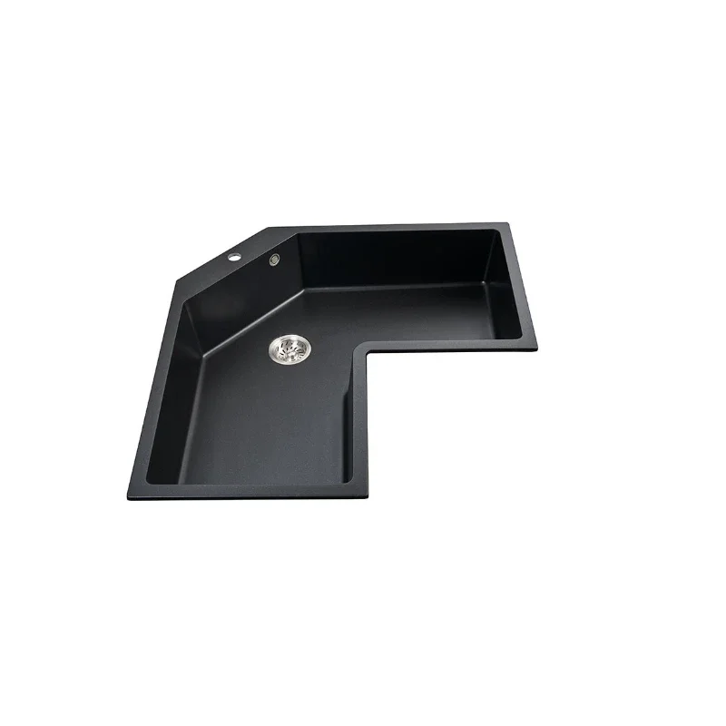 Sink kitchen special-shaped corner sink granite sink large single sink corner vegetable basin black