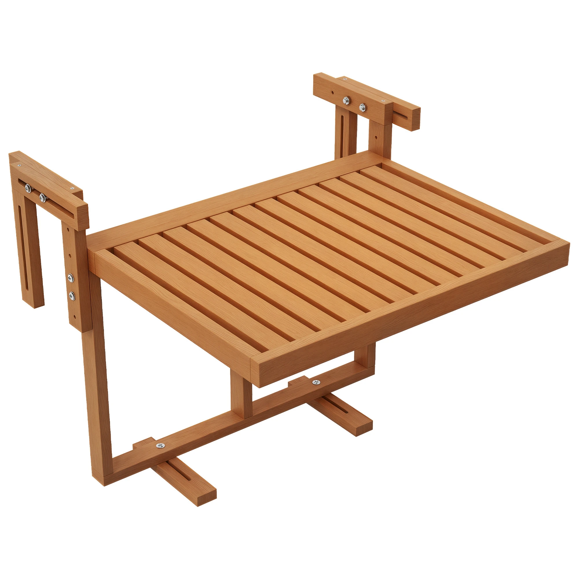 Outsunny Mesa Colgante de Balcón Plegable de Madera 68x65x40,5-55 cm Natural
