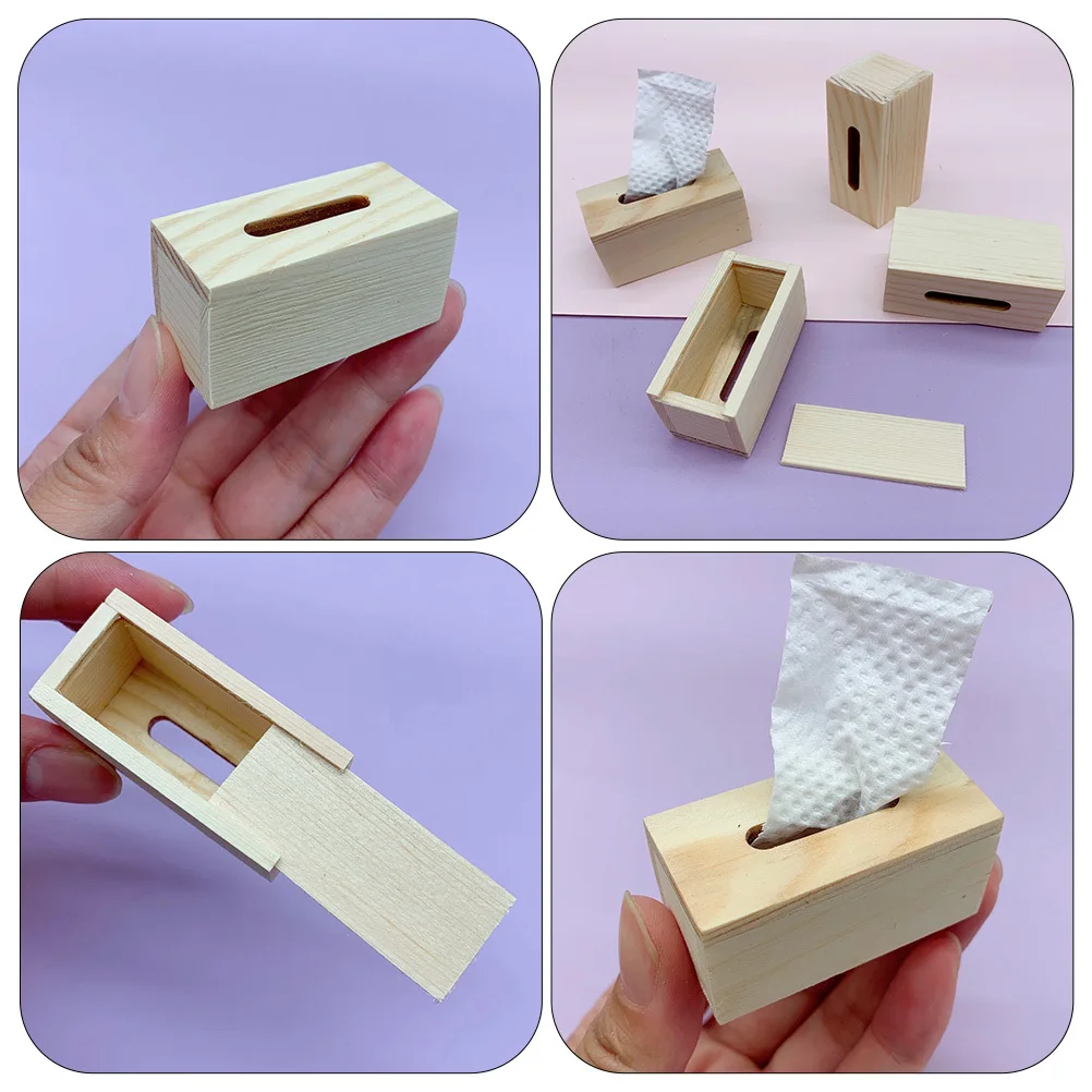 

Mini Tissue Box Dollhouse Realistic Paper Box For Kids Playroom Decoration Safe Rounded Edges Fine Workmanship Miniature House