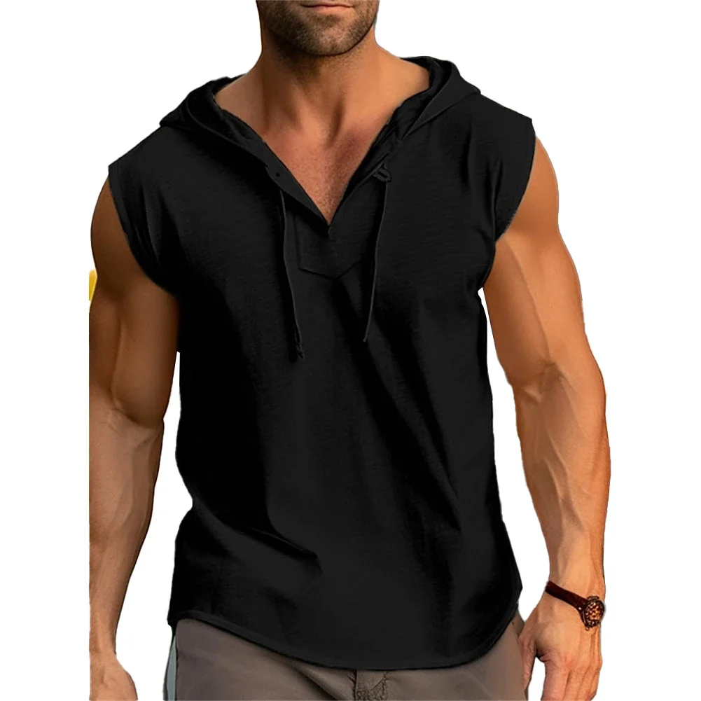 Men\'s Vest Summer Sleeveless T-shirt Solid Color Loose Shirt Casual Top