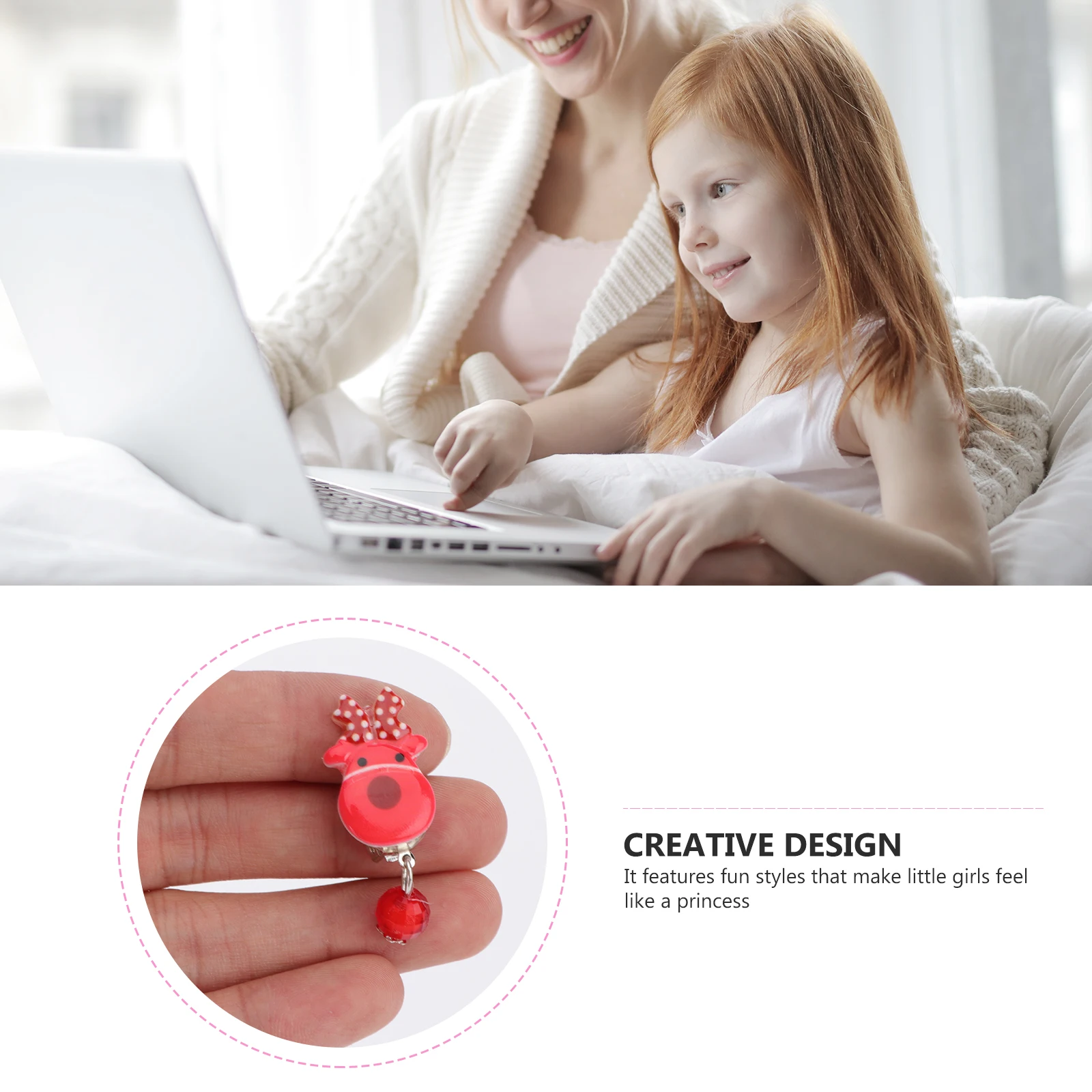 

7Pair Christmas Kids Earrings Cute Ear Studs Bright Color Princess Style Ear Clips for Party School Holiday Christmas Earrings