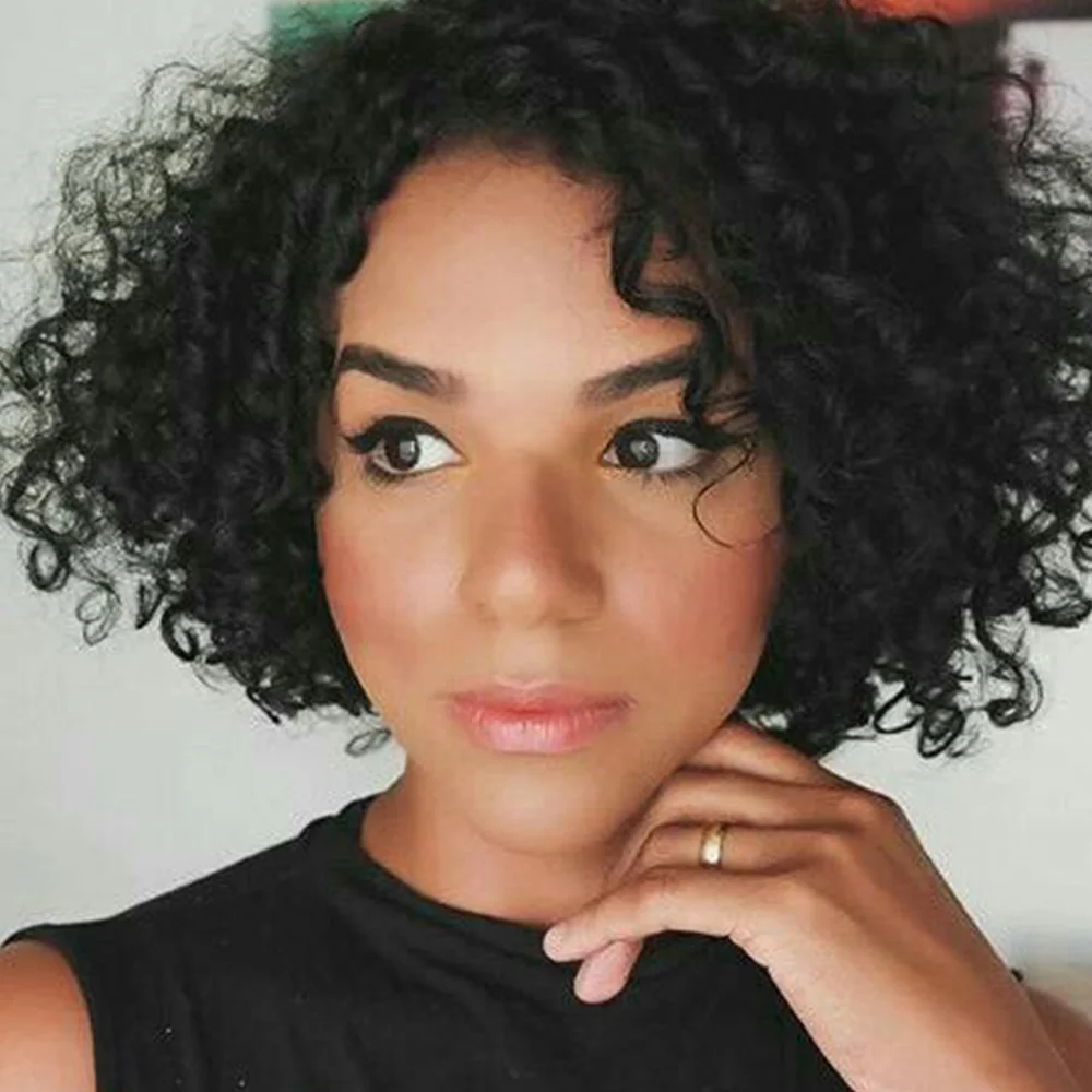 

Короткий парик с стрижкой пикси, человеческие волосы для чернокожих женщин, парик машинного производства, натуральный цвет, короткие парики боб для чернокожих женщин