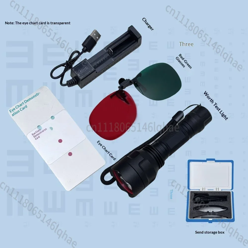 Worth 4 Dot Test Light Red Green Glasses Flashlight Strabismus Amblyopia Optometry Ophthalmic Tester with Rechargeable Battery