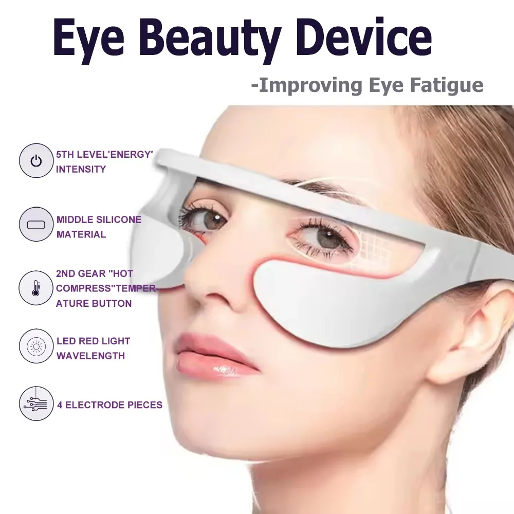 EMS Pulse Vibration Under-Eye Massager Heated Relieves Eye Fatigue Eyes Massage Glasses Dark Circle Eye Bags Eye Fat Remover