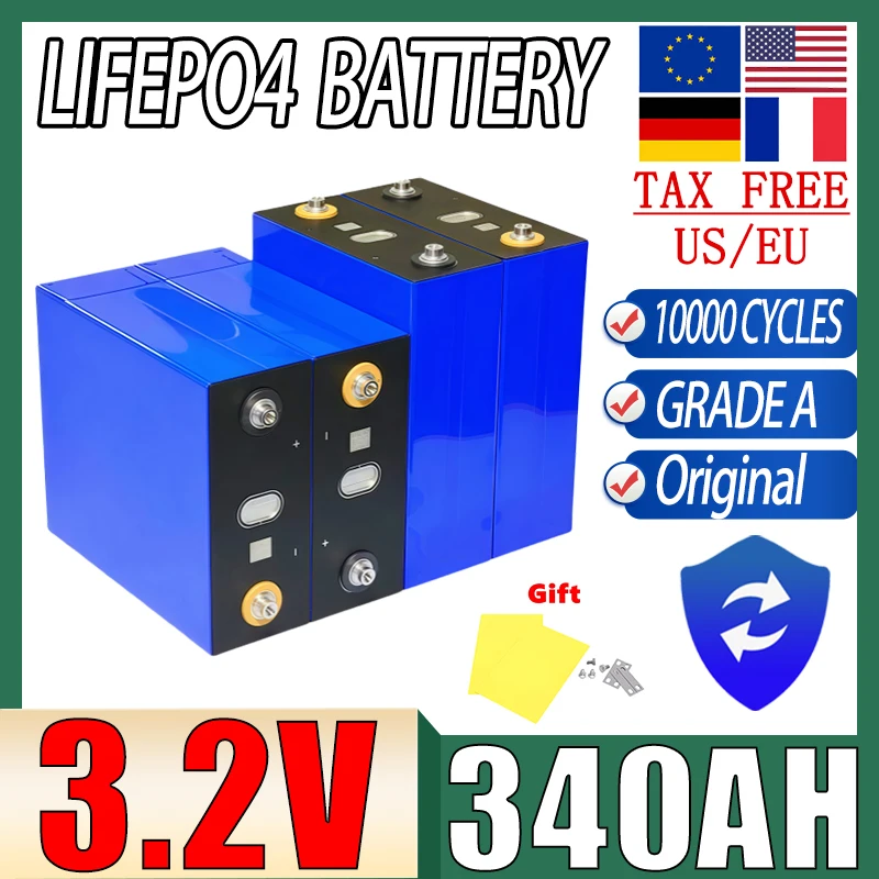 

New 3.2V LiFePo4 High-capacity Battery 340AH 320AH 280ah DIY 12V 24V 48V Camping car Golf cart Rechargeable Battery Tax Free